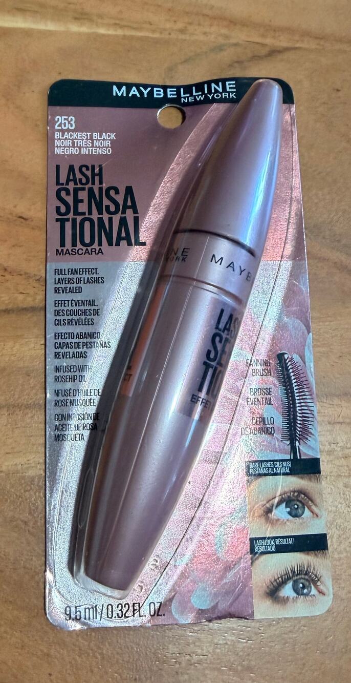 Maybelline Lash Sensational Mascara 253 Blackest Black 0.32 oz New Sealed